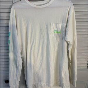 Victoria's Secret PINK White Long Sleeve Tee with green and blue